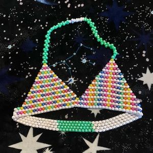 Hand beaded Kandi Rave Bra